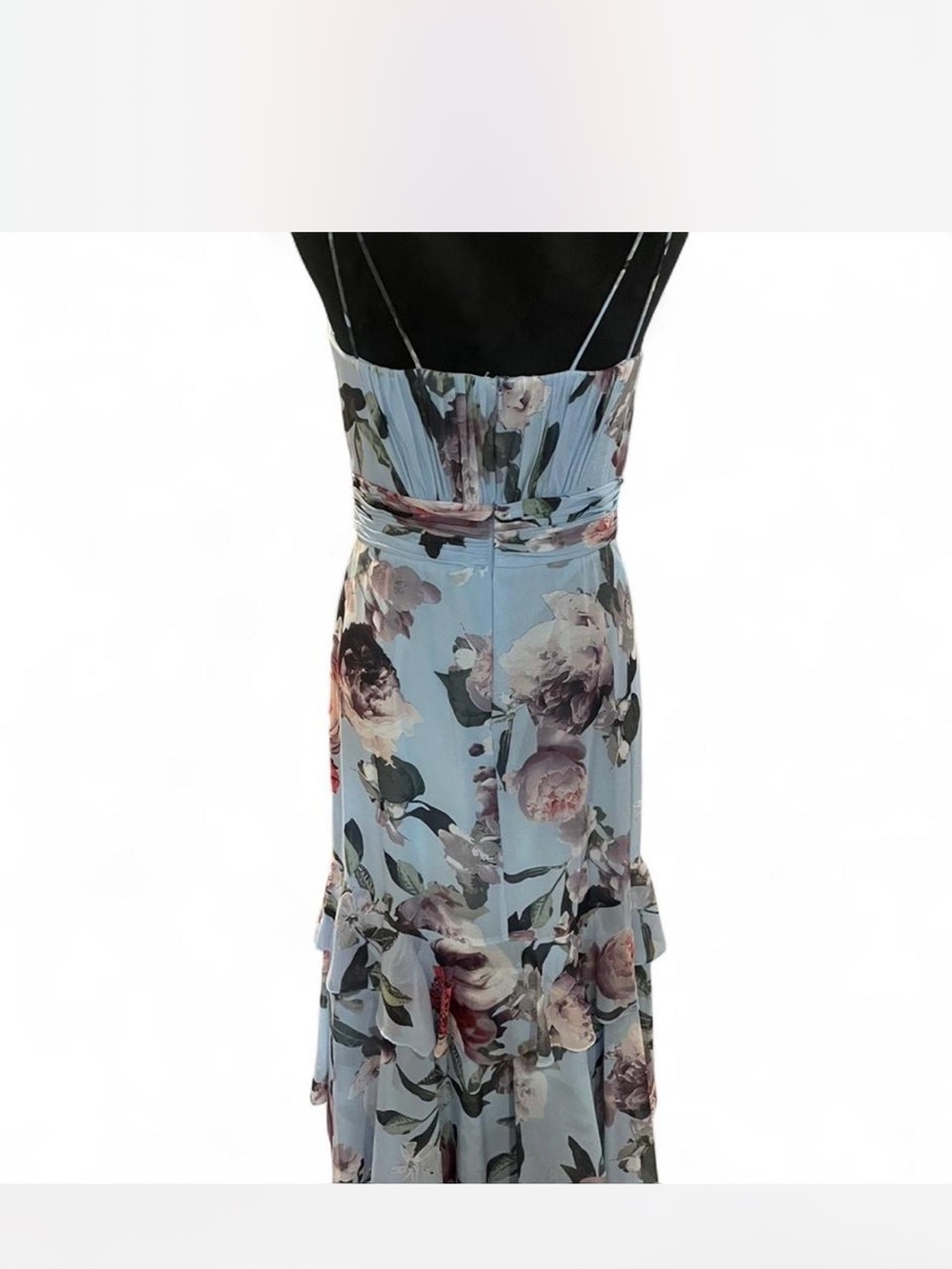 Xscape Light Blue Floral High-Low Ruffled Maxi Dress - Picture 5 of 5